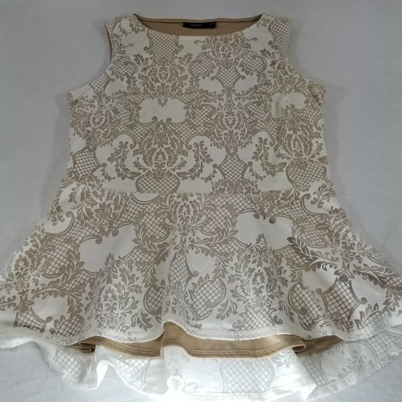 APP 9 Women's Size M Cream Blouse with floral desi - Picture 2 of 12
